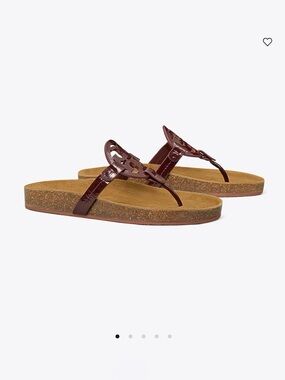 Tory Burch Patent Leather Thong Sandals in Burgundy